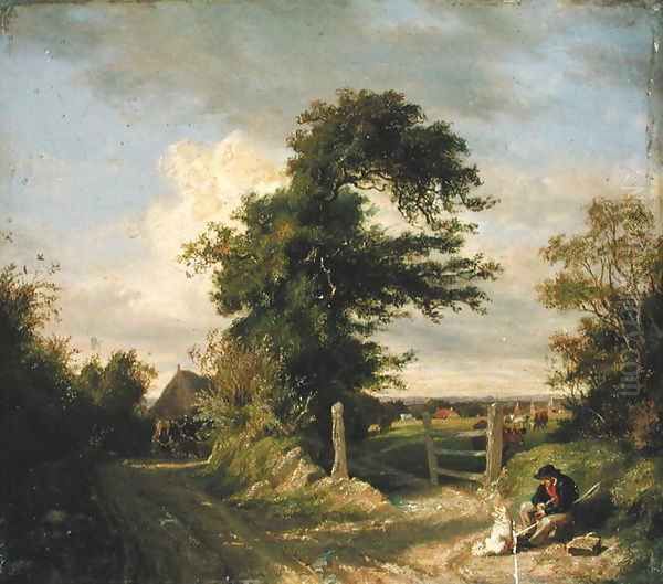 Gut Neverstaven, near Oldesloe, 1859 Oil Painting by Otto Speckter