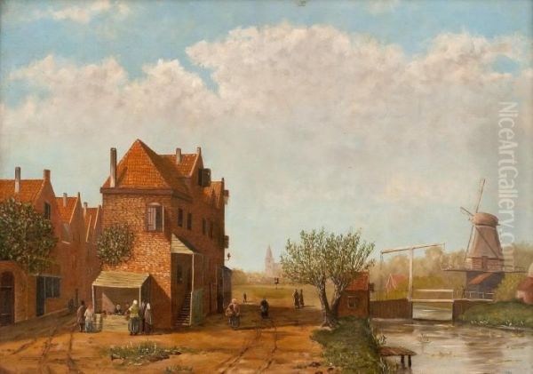 Avillage Merchant Oil Painting by Jan Jacob Coenraad Spohler