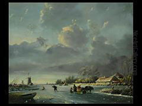 Winterlandschaft In Holland Oil Painting by Jan Jacob Coenraad Spohler