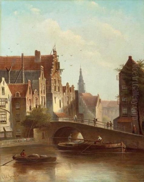 View Of Amsterdam. Oil Painting by Jan Jacob Coenraad Spohler