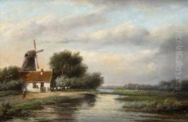 Hollandische
 Sommerlandschaft Oil Painting by Jan Jacob Coenraad Spohler