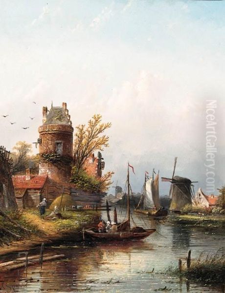 Vue De Buiksloot Prs D'amsterdam Oil Painting by Jan Jacob Coenraad Spohler