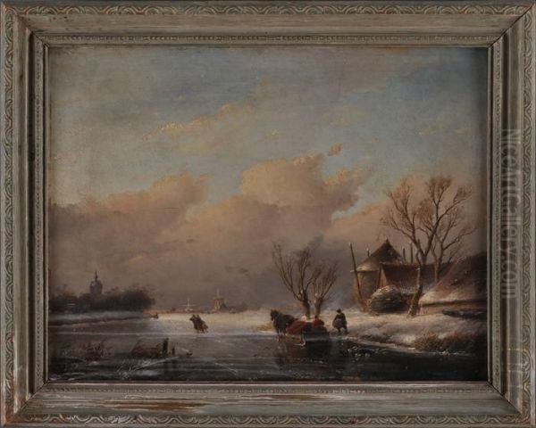 Winter Scene Oil Painting by Jan Jacob Coenraad Spohler