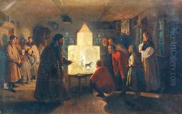 The Magic Lantern, 1876 Oil Painting by Lev Grigoryevich Solovyev