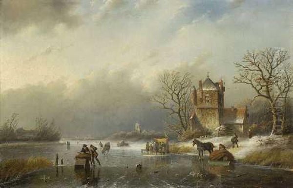 Eisvergnugen. Oil Painting by Jan Jacob Coenraad Spohler