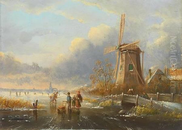 Eisvergnugen Oil Painting by Jan Jacob Coenraad Spohler