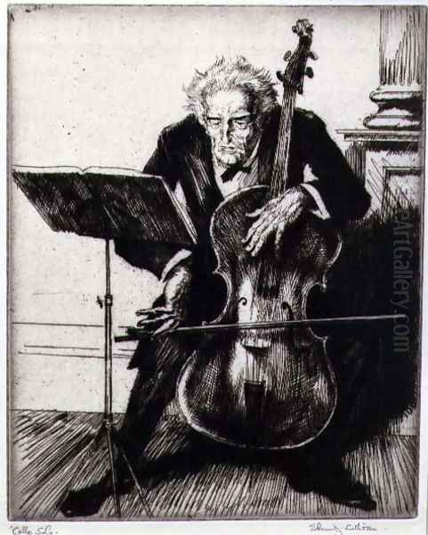 Cello Solo Oil Painting by Edmund Joseph Sullivan