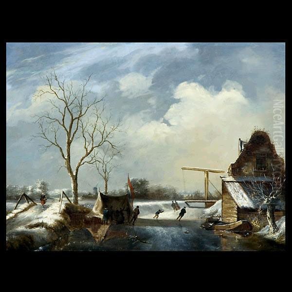 Winter Landscape Oil Painting by Jan Jacob Coenraad Spohler