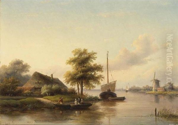 The Ferry Oil Painting by Jan Jacob Coenraad Spohler