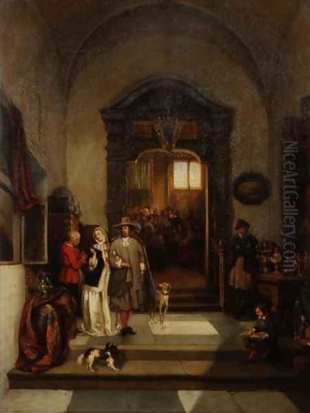 The Auction Viewing, 1850 Oil Painting by Johannes Anthonie Balthasar Stroebel