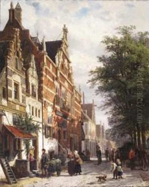 View Of Enkhuyzen Oil Painting by Cornelis Springer