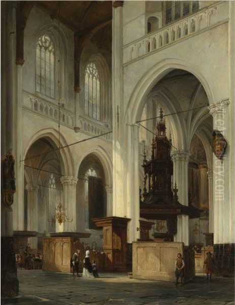 Interior Of The New Church In Amsterdam Oil Painting by Cornelis Springer