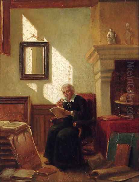 The elderly scholar Oil Painting by Johannes Anthonie Balthasar Stroebel