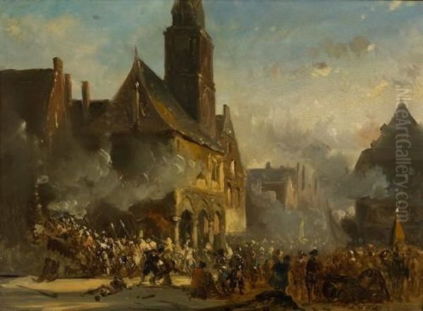 Aufstand Auf Dem Rathausplatz Oil Painting by Cornelis Springer