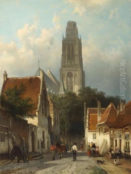 View Of The Church Of Zaltbommel From The North East Oil Painting by Cornelis Springer