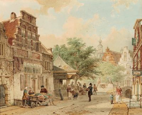 Vivace Andirivieni Nella Strade Di Haarlem Oil Painting by Cornelis Springer