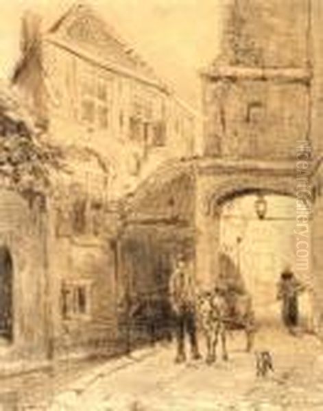 A Small Street In Gouda Oil Painting by Cornelis Springer