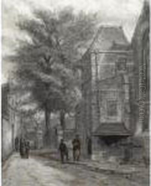 Behind The Westerkerk, Enkhuizen Oil Painting by Cornelis Springer