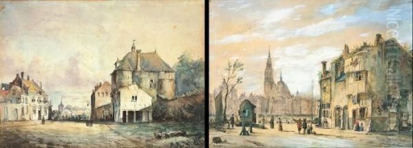 Antwerpen Gezien Vanop Het Vlaams Hoofd - Zicht Op Oude God (mortsel) Oil Painting by Cornelis Springer