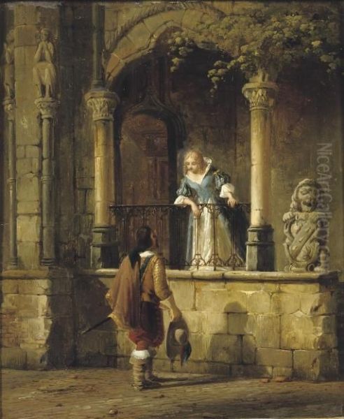 An Amorous Encounter Oil Painting by Cornelis Springer