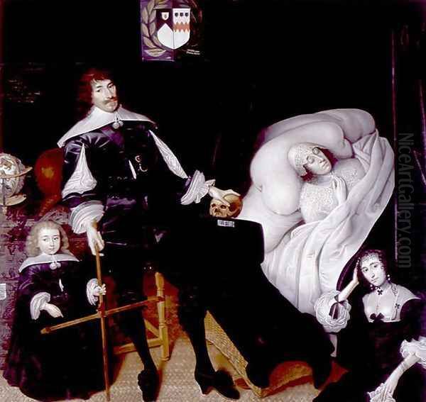 Sir Thomas Aston 1600-45 at the Deathbed of his Wife, 1635 Oil Painting by John Souch