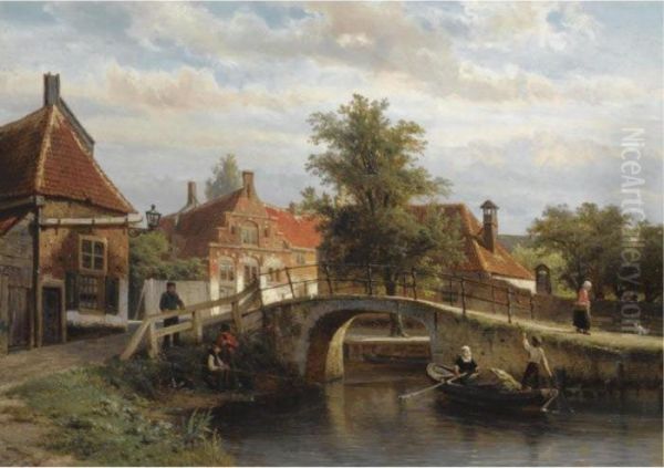 A View On The Staal-everspijp, Enkhuizen Oil Painting by Cornelis Springer