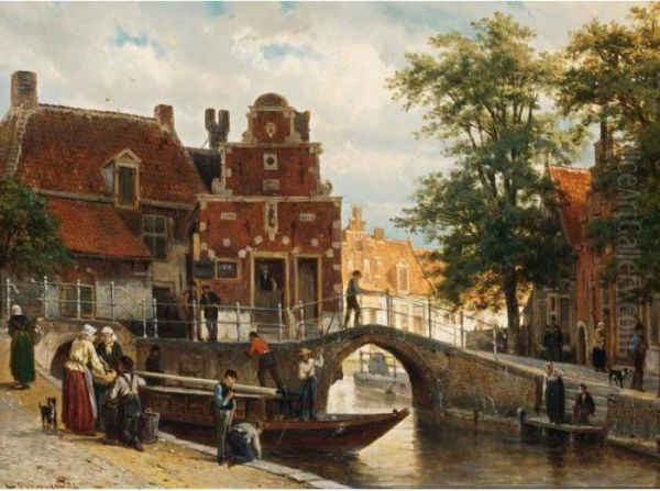 Franeker With The 'zakkendragershuisje' Oil Painting by Cornelis Springer