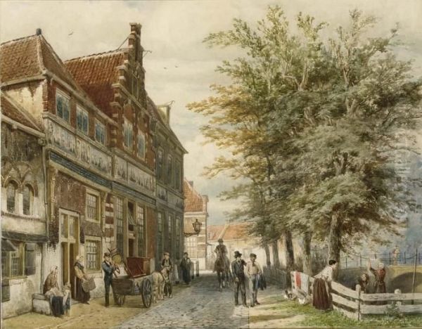 De Huizen Van Bossu Hoorn Oil Painting by Cornelis Springer