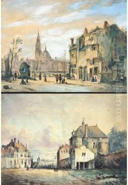 Antwerpen Gezien Vanop Het Vlaams Hoofd - Gezicht Op Oude God (mortsel) Oil Painting by Cornelis Springer