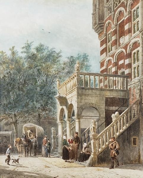 De Waag Op De Brink Te Deventer Oil Painting by Cornelis Springer