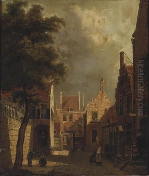 Walking To School Oil Painting by Cornelis Springer