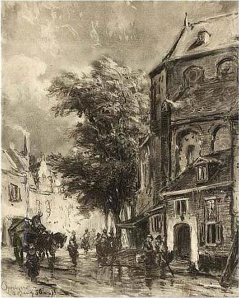 Behind The Saint Peterschurch, Utrecht Oil Painting by Cornelis Springer