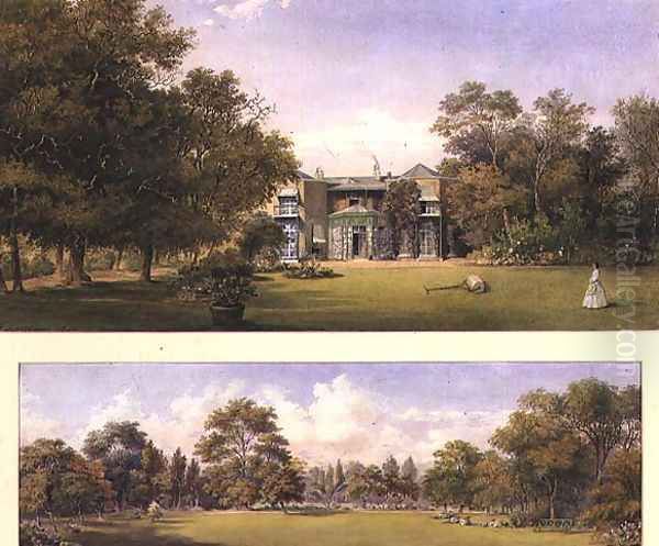 Two views of Old Grove House, Middlesex, 1840 Oil Painting by Gustave Ellinthorpe Sintzenich