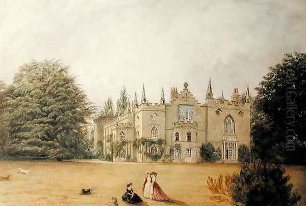 View of Strawberry Hill, Middlesex from the gardens Oil Painting by Gustave Ellinthorpe Sintzenich