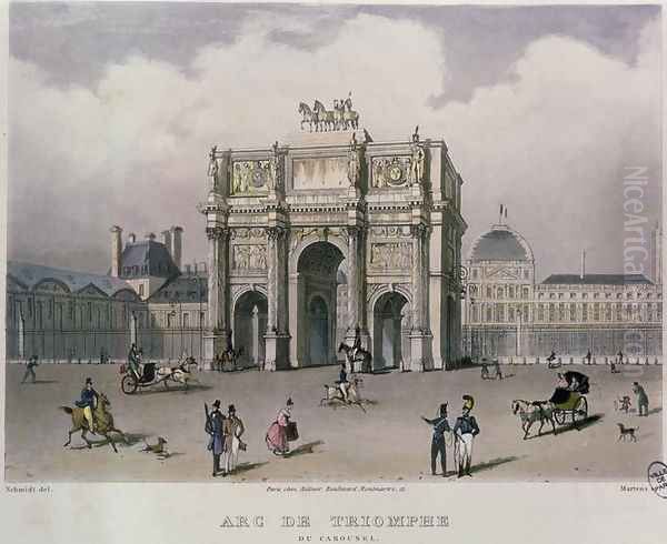 The Arc de Triomphe du Carrousel, Paris, 1832 Oil Painting by Bernhard Schmidt