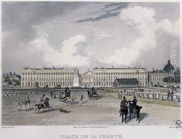 The Place de la Concorde, Paris, 1832 Oil Painting by Bernhard Schmidt