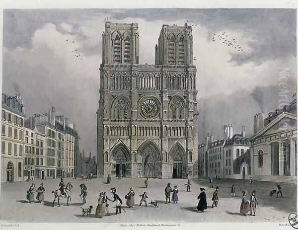 Notre-Dame cathedral, 1832 Oil Painting by Bernhard Schmidt