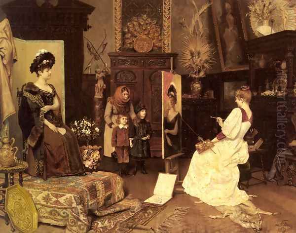 Im Atelier (In The Artist's Studio) Oil Painting by Moritz Stifter