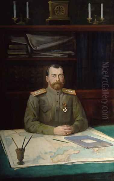 Portrait of Emperor Nicholas II, 1914 Oil Painting by Nikolay Shesterikov