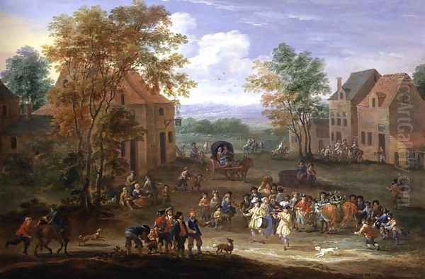 Festival in a Country Village Oil Painting by Mathys Schoevaerdts