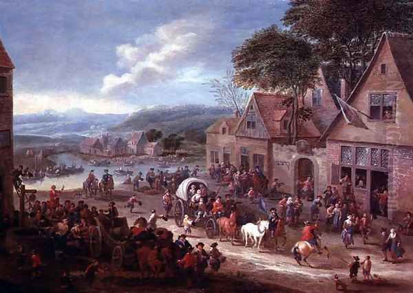 A Village Fair Oil Painting by Mathys Schoevaerdts