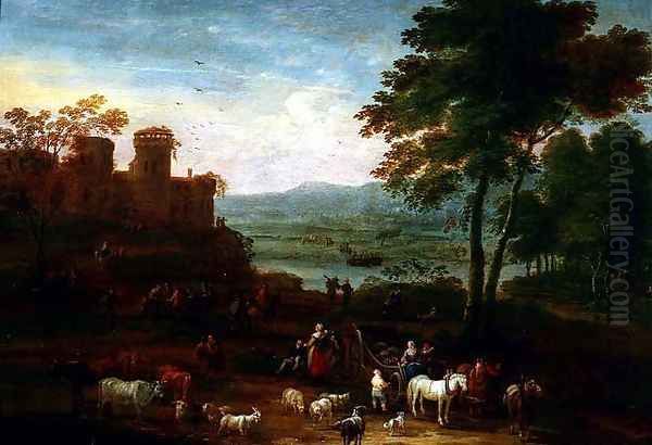 Landscape with Travellers in the Foreground Oil Painting by Mathys Schoevaerdts