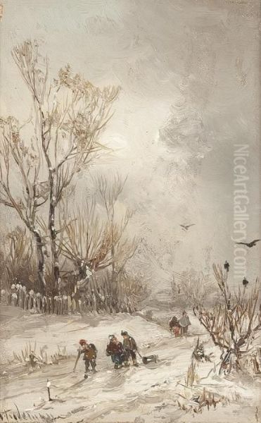 Winterweg Oil Painting by Adolf Stademann