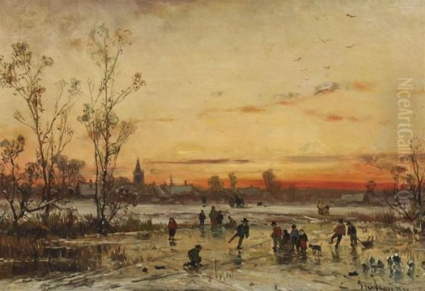 Eisvergnugen Oil Painting by Adolf Stademann