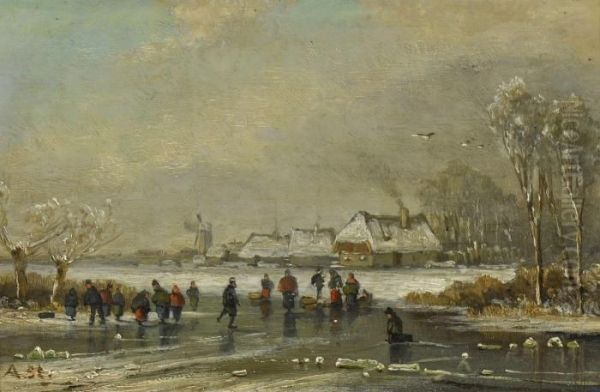 Eisvergnugen Oil Painting by Adolf Stademann