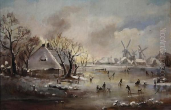 Winterfreuden Oil Painting by Adolf Stademann