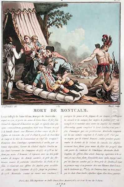 Death of Louis Joseph de Montcalm at the Siege of Quebec, 1759, engraved by Jean Baptiste Morret fl.1790-1820, 1789 Oil Painting by Jacques Francois Joseph Swebach