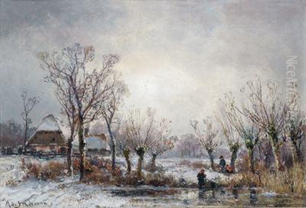 Winterlandschaft Oil Painting by Adolf Stademann