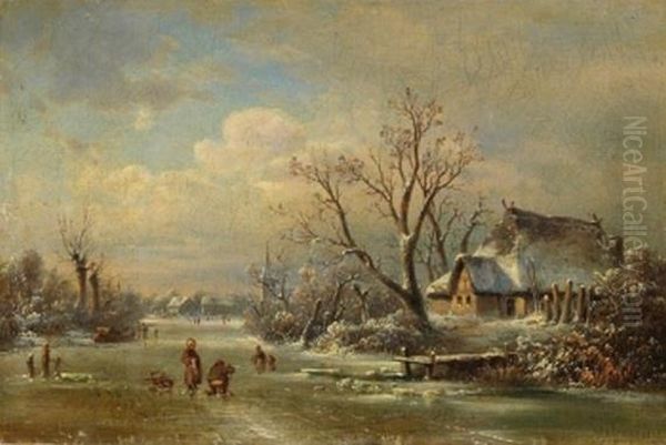 Winterlandschaft Oil Painting by Adolf Stademann