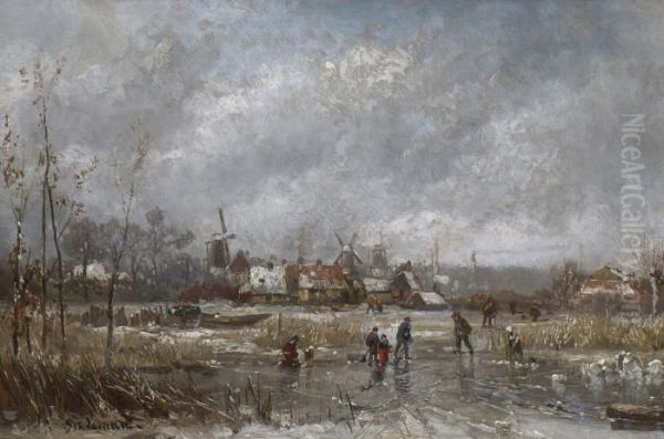 Eisvergnugen. Oil Painting by Adolf Stademann